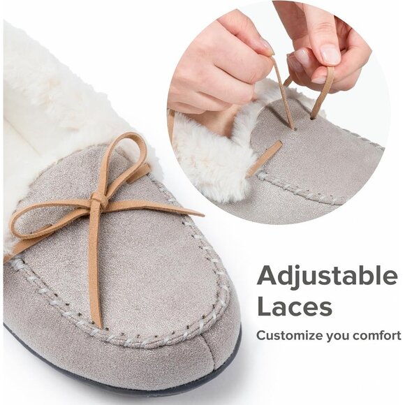 Women's Cloud Gray Glittered Faux Fur Lining Wrap Rubber Sole Slipper Bootie - Picture 5 of 6